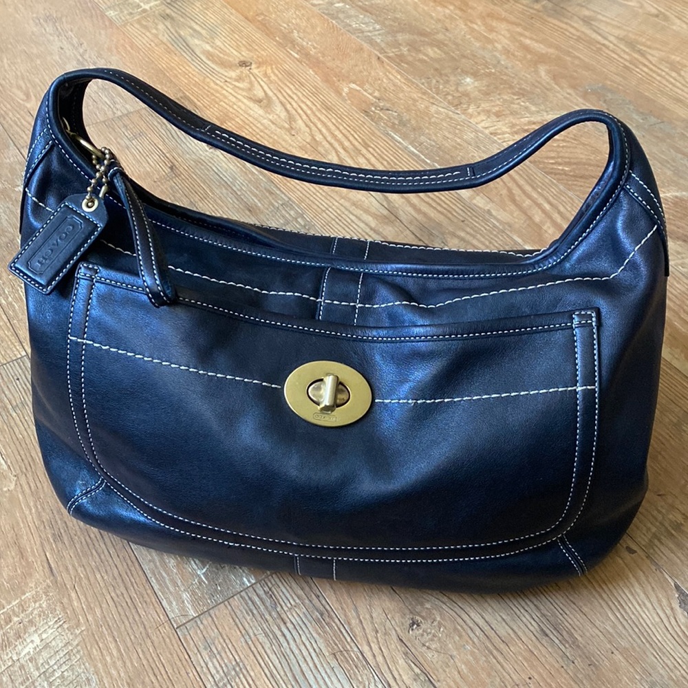 Vintage Coach LARGE Ergo Hobo Black Leather Shoulder Bag